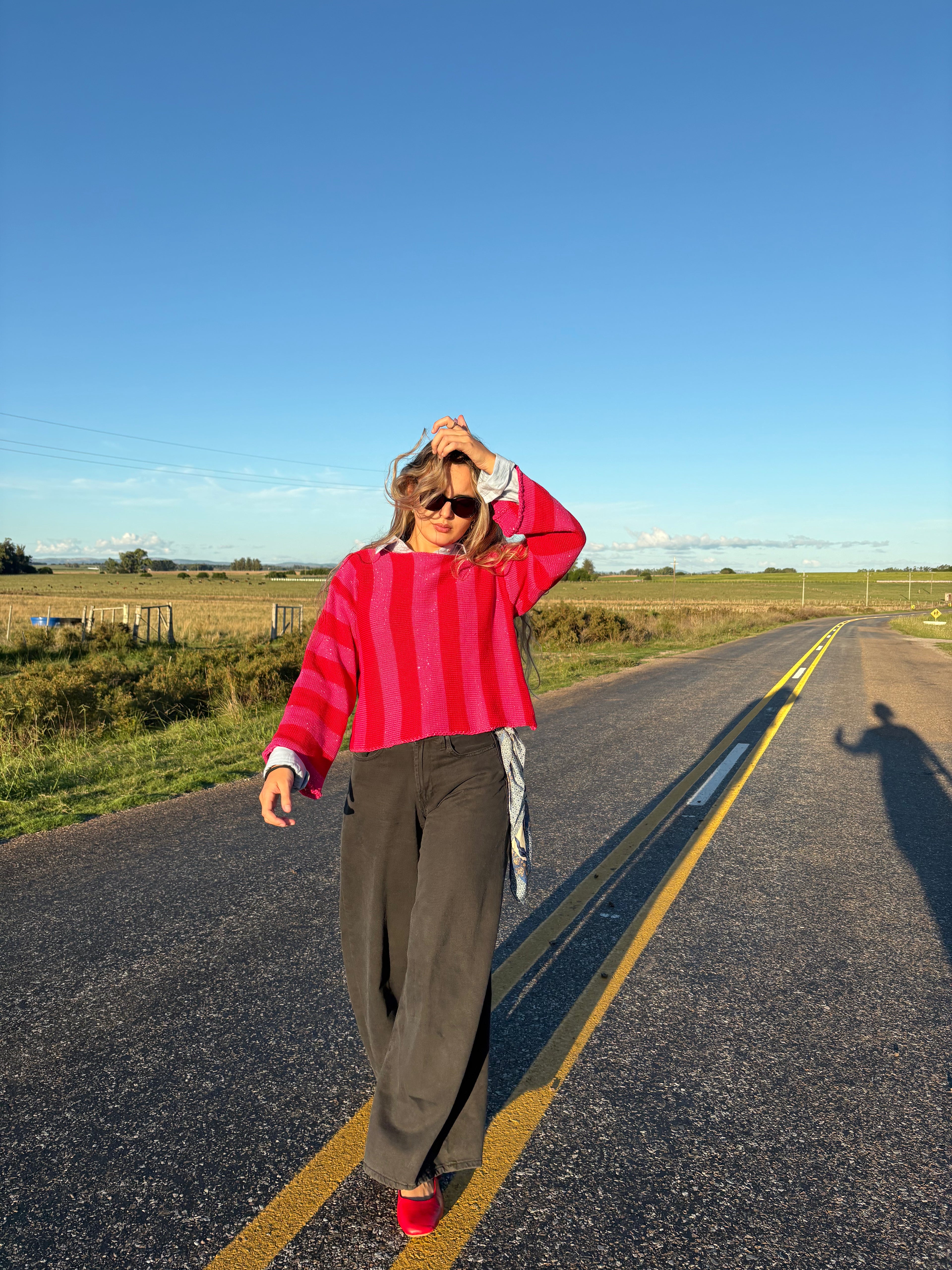Sweater Versa Rojo con Fucsia